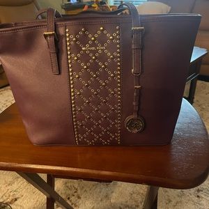 Michael Kors Purple Purse with silver interior